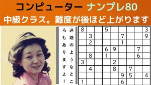 ゲームーナンプレパズル中級―数独―sudoku-がんばる寺子屋―スウドク―2桁候補の数字―難問の解き方―色分けによる解き方解説―自作ナンプレパズル―ナンプレ難問のコツ―解き方のダイジェスト